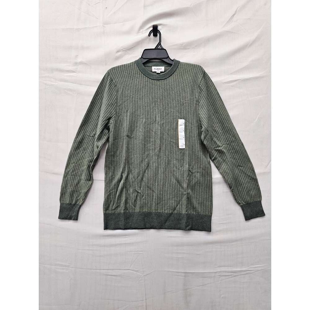 Goodfellow & Co Mens Crew Pullover Sweater Green Cotton Blend Casual Size Small